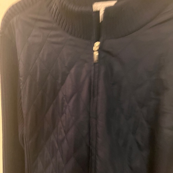 Croft & Barrow Navy Blue  Zipped Sweater with  Puffer Sleeves - Picture 15 of 15